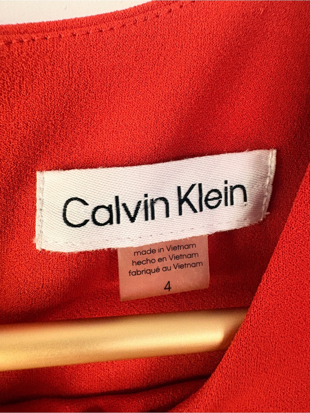 Calvin Klein Dark Orange Puff Sleeve Midi Dress - Picture 4 of 4